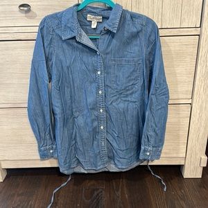 Maternity button down top.